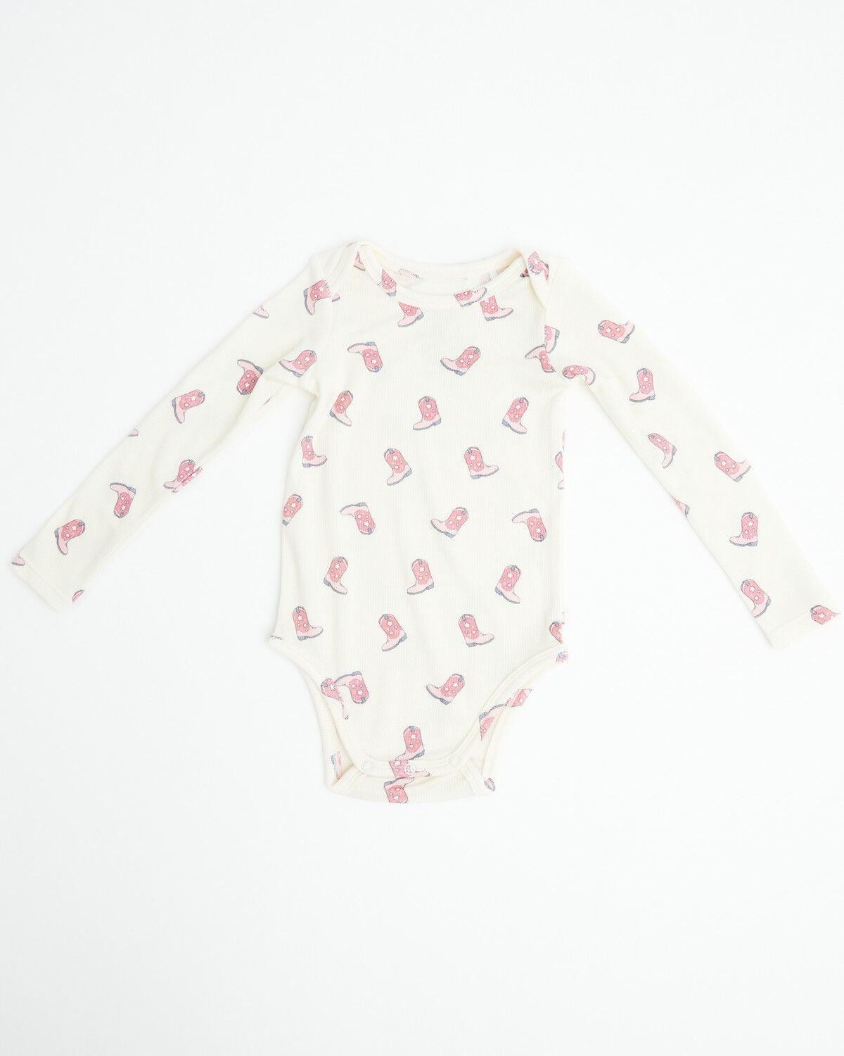 Image #1 - Angel Dear Infant Girls' Cowgirl Boot Long Sleeve Snap Onesie, Ivory, hi-res