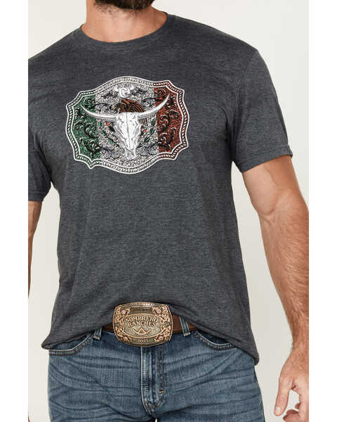 Image #2 - Cowboy Hardware Men's Mexico Flag Buckle Short Sleeve T-Shirt, Charcoal, hi-res