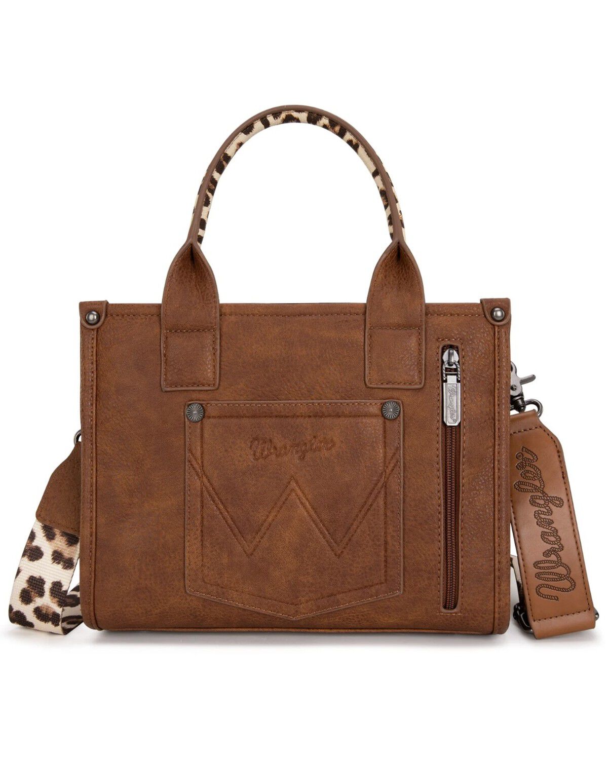 Image #2 - Wrangler Women's Leopard Print Concealed Carry Crossbody Bag, Brown, hi-res