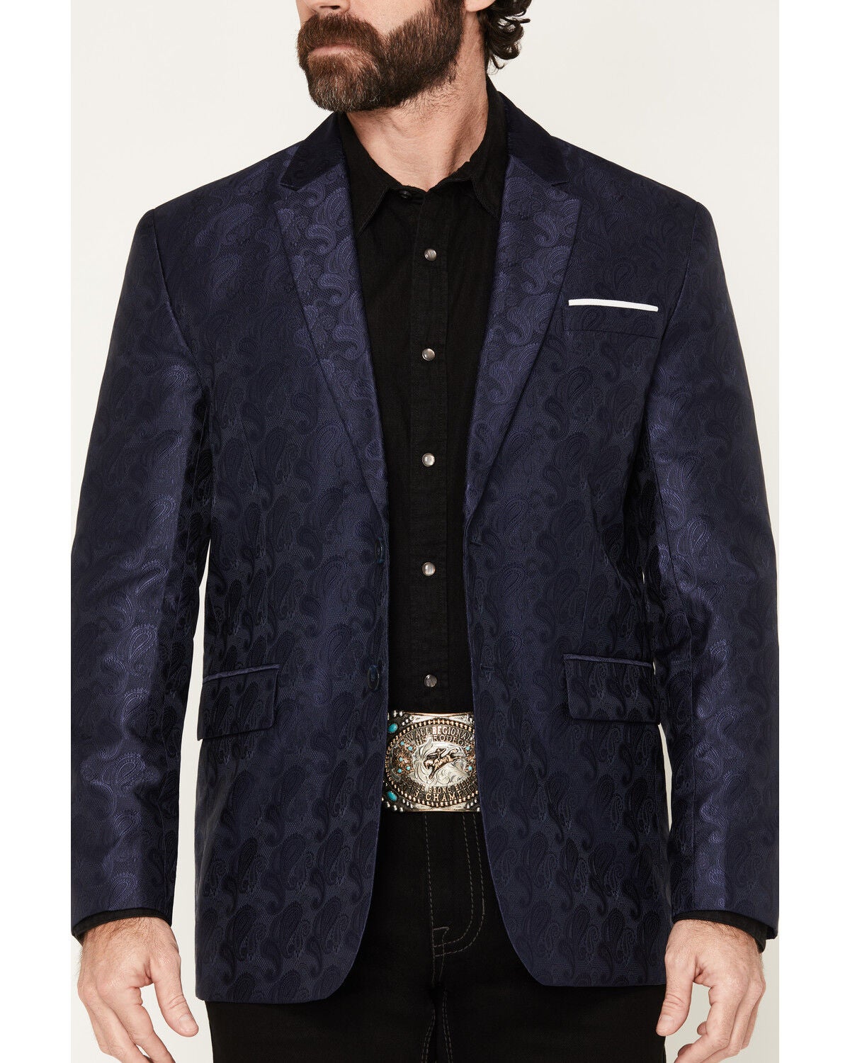 Image #3 - Rock & Roll Denim Men's Paisley Print Sportcoat, Navy, hi-res
