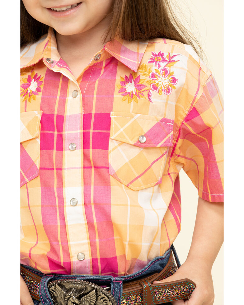 Shyanne Toddler Girls Orange Pink Medium Plaid Snap Short