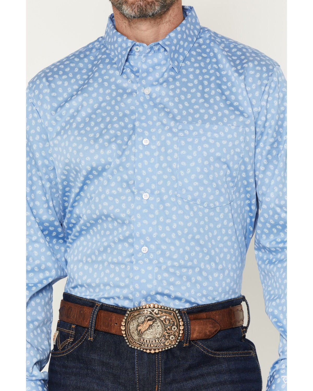 Image #3 - Wrangler X Cody Johnson Men's Geo Print Long Sleeve Button-Down Western Shirt, Blue, hi-res