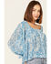 Image #2 - Beyond The Radar Women's Floral Print Long Sleeve Mesh Top, Blue, hi-res