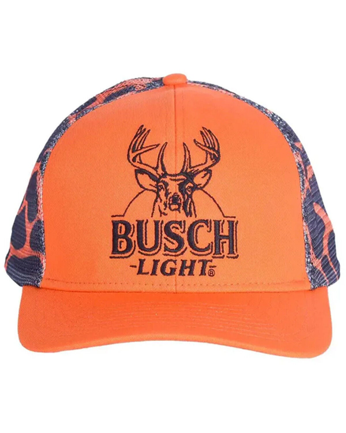 Image #1 - Buckwear Men's Busch Light Camo Print Ball Cap, Orange, hi-res