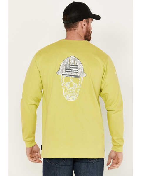 Image #4 - Ariat Men's FR Roughneck Skull Logo Long Sleeve Work Shirt, Bright Green, hi-res