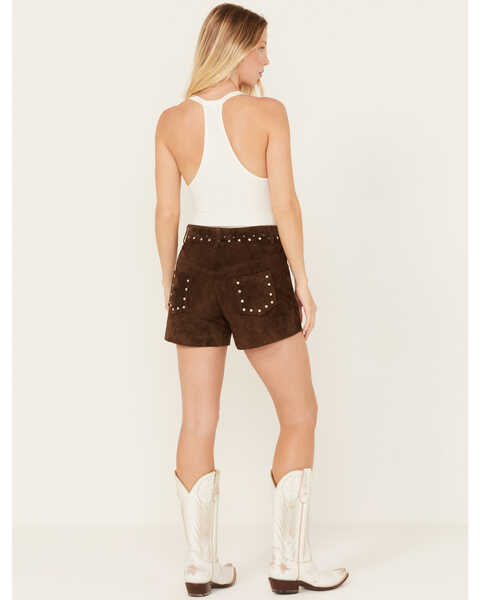 Image #3 - Driftwood Women's High Rise Studded Shorts , Chocolate, hi-res