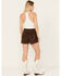 Image #3 - Driftwood Women's High Rise Studded Shorts , Chocolate, hi-res
