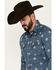 Pendleton Men's Laramie Diamond Print Long Sleeve Western Snap Shirt, Blue, hi-res