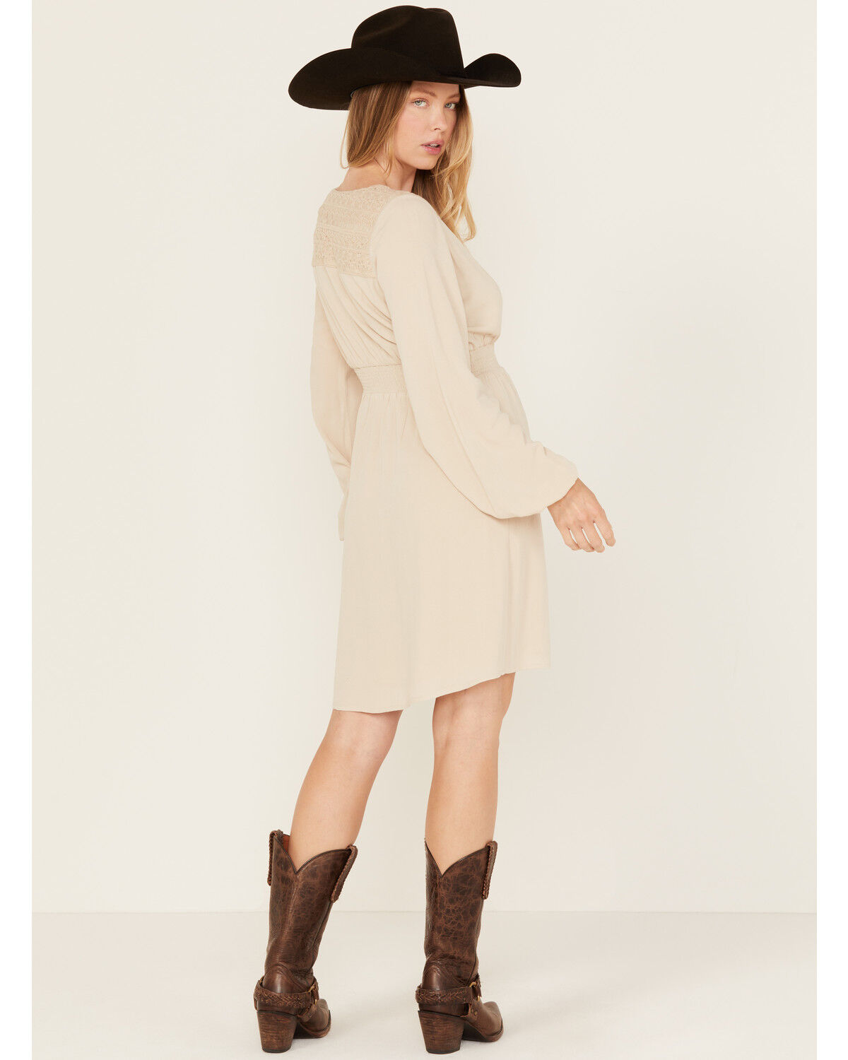 Image #4 - Shyanne Women's Lace Long Sleeve Button-Down Mini Dress, Natural, hi-res