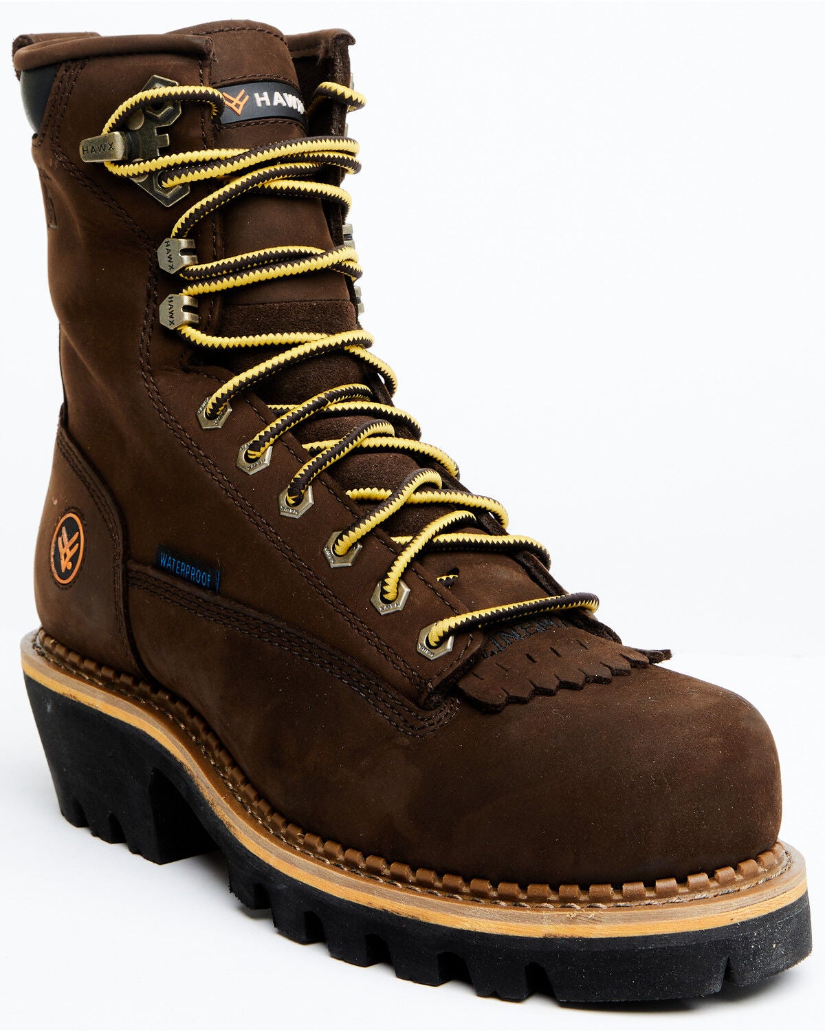 Hawx Men's 8" Lineman Lace-Up Waterproof Work Boot - Composite Toe, Brown, hi-res