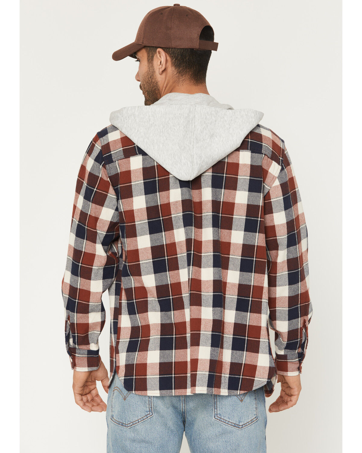 Image #4 - Levi's Men's Claude Plaid Print Long Sleeve Button-Down Hooded Flannel Shirt, Rust Copper, hi-res
