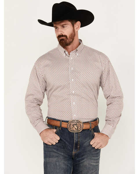 Image #1 - Resistol Men's Trevor Geo Long Sleeve Button-Down Shirt, Rust Copper, hi-res