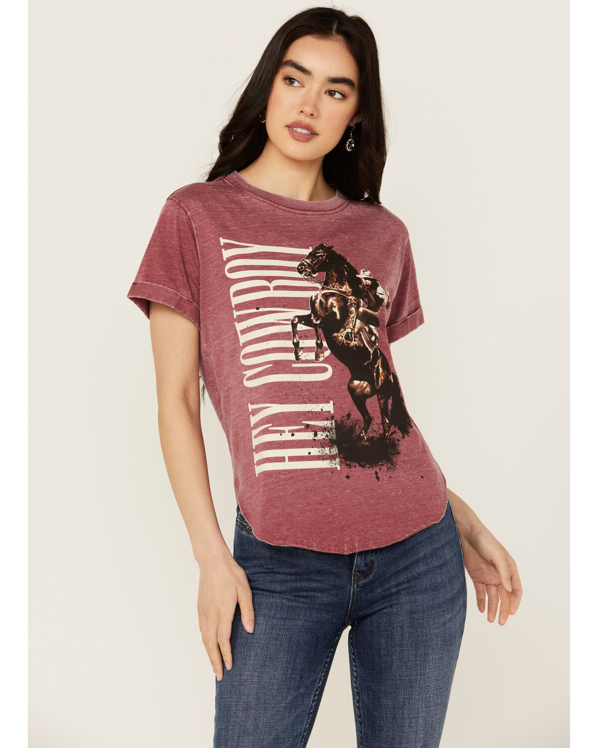 Image #1 - Idyllwind Women's Hey Cowboy Short Sleeve Graphic Tee, Fired Brick, hi-res