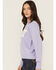 Image #2 - Ariat Women's Boot Barn Exclusive Horse Logo Crewneck, Lavender, hi-res