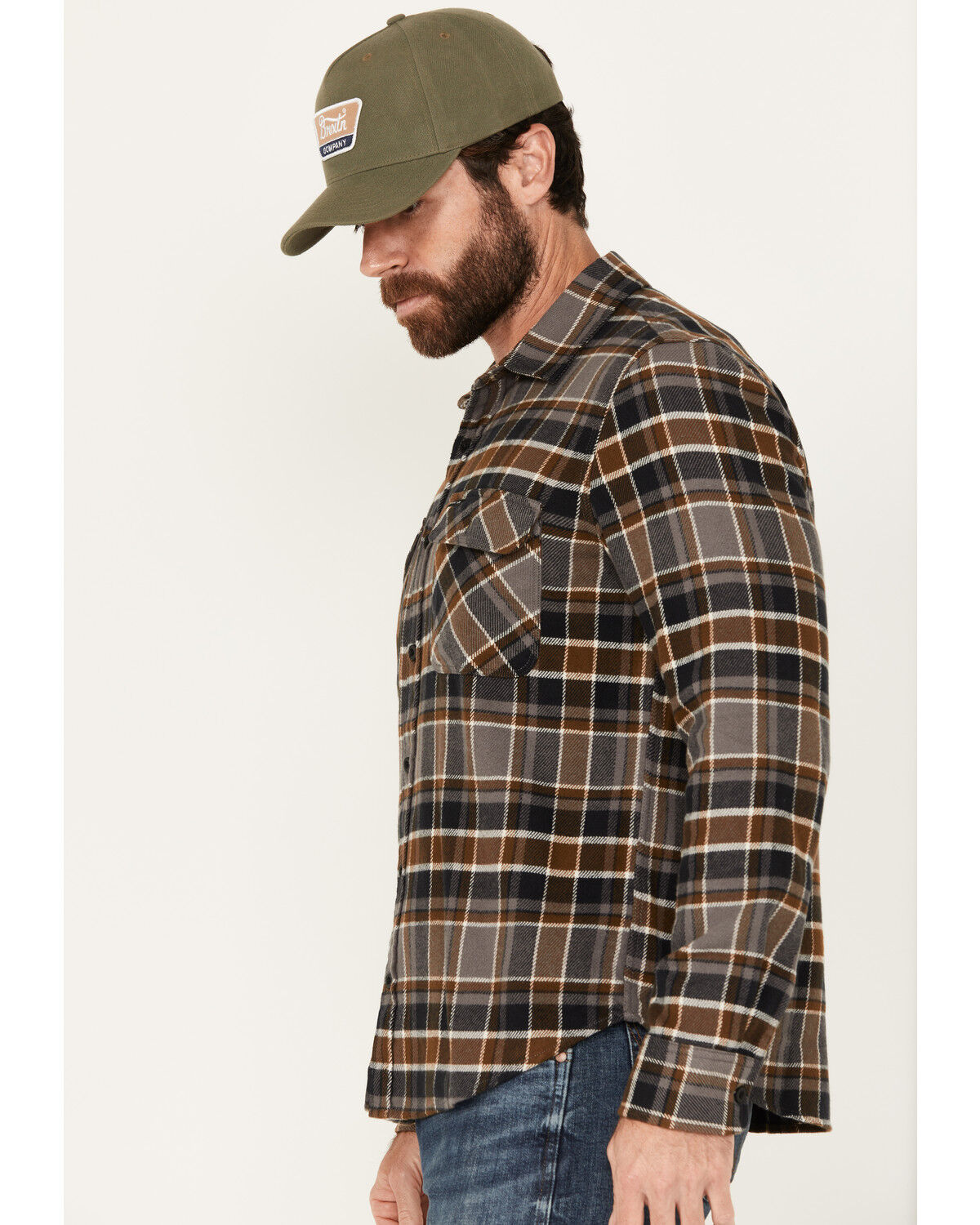 Image #2 - Brixton Men's Bowery Plaid Print Long Sleeve Button-Down Flannel Shirt, Black, hi-res