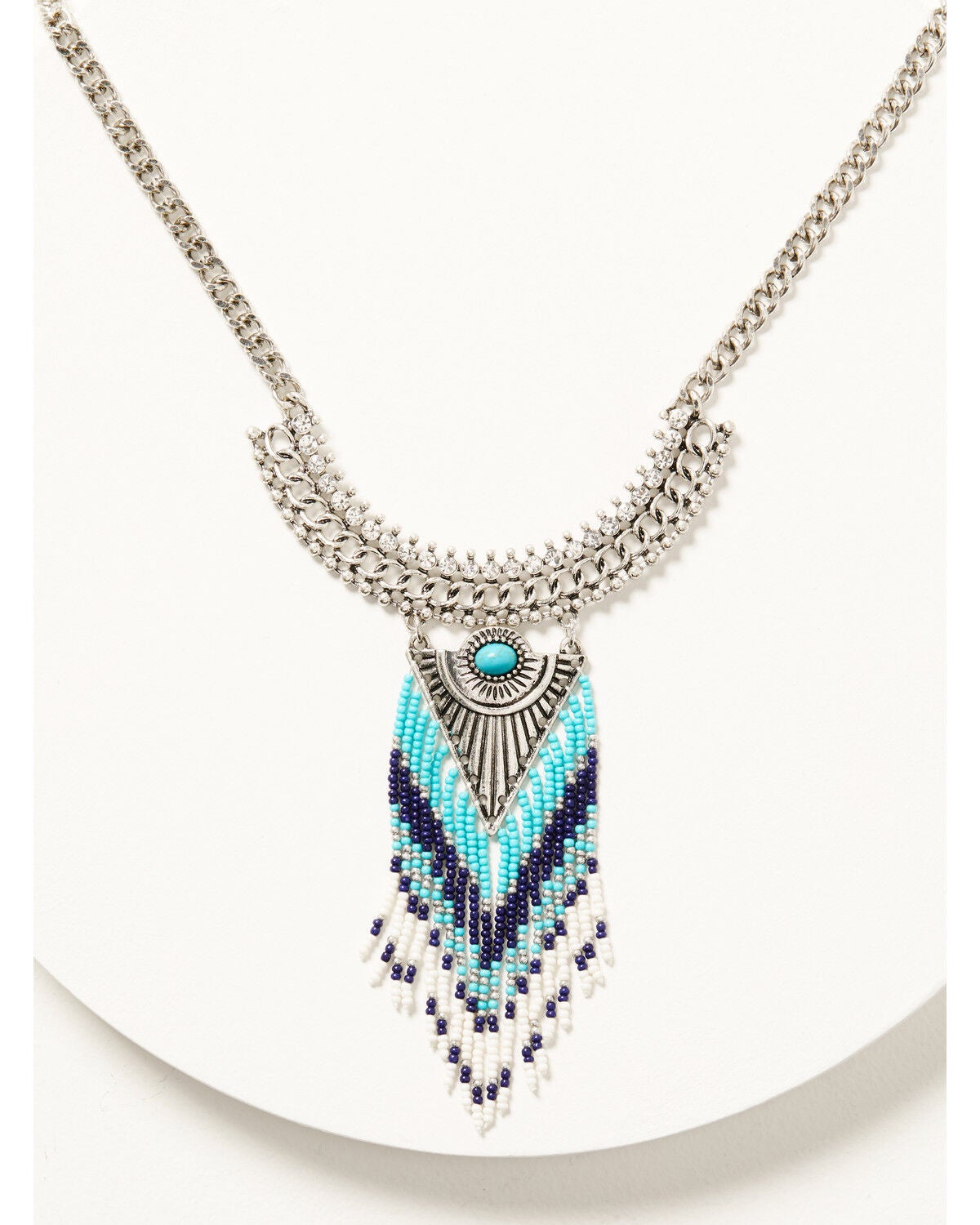 Idyllwind Women's Silver Beaded Leon Statement Necklace, Silver, hi-res
