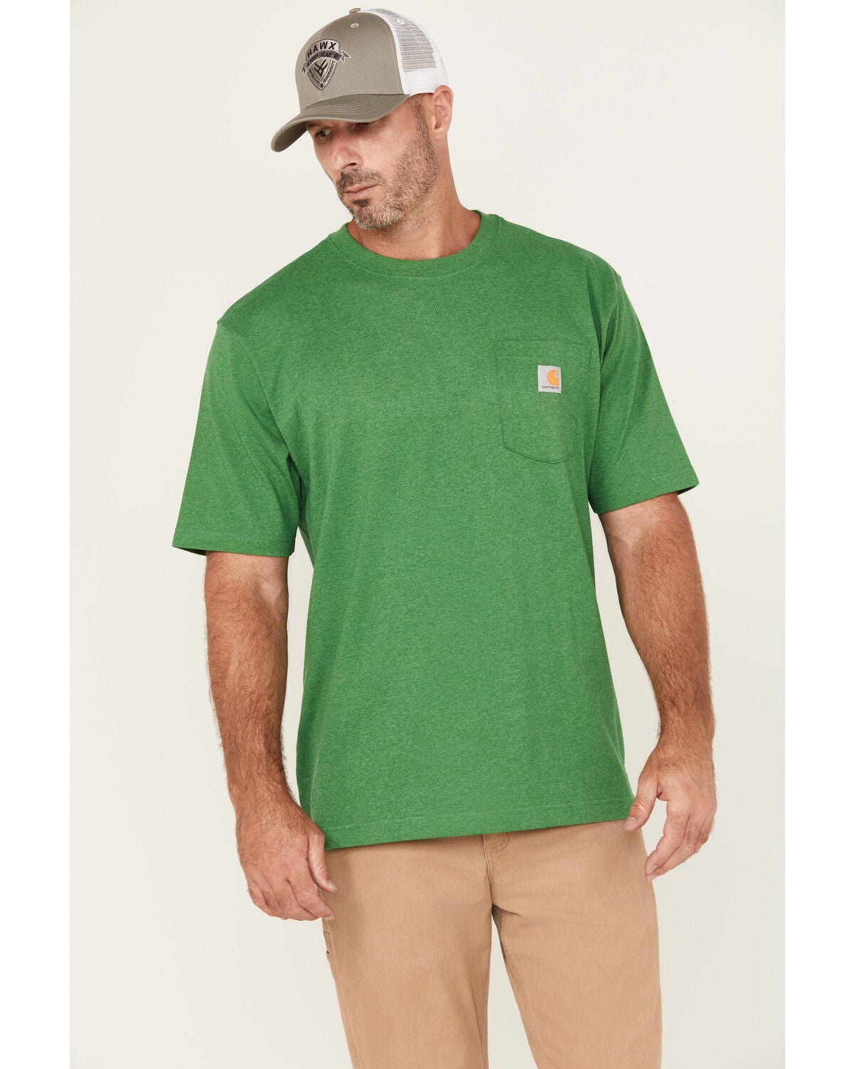 Carhartt Men's Loose Fit Heavyweight Short Sleeve Work T-Shirt, Loden, hi-res
