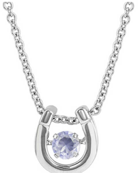 Image #1 - Montana Silversmiths Women's Dancing Birthstone Horseshoe Necklace, Silver, hi-res