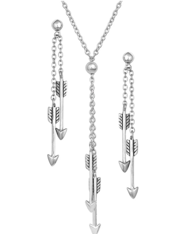 Montana Silversmiths Women's Doubling Down Arrow Jewelry Set, Silver, hi-res