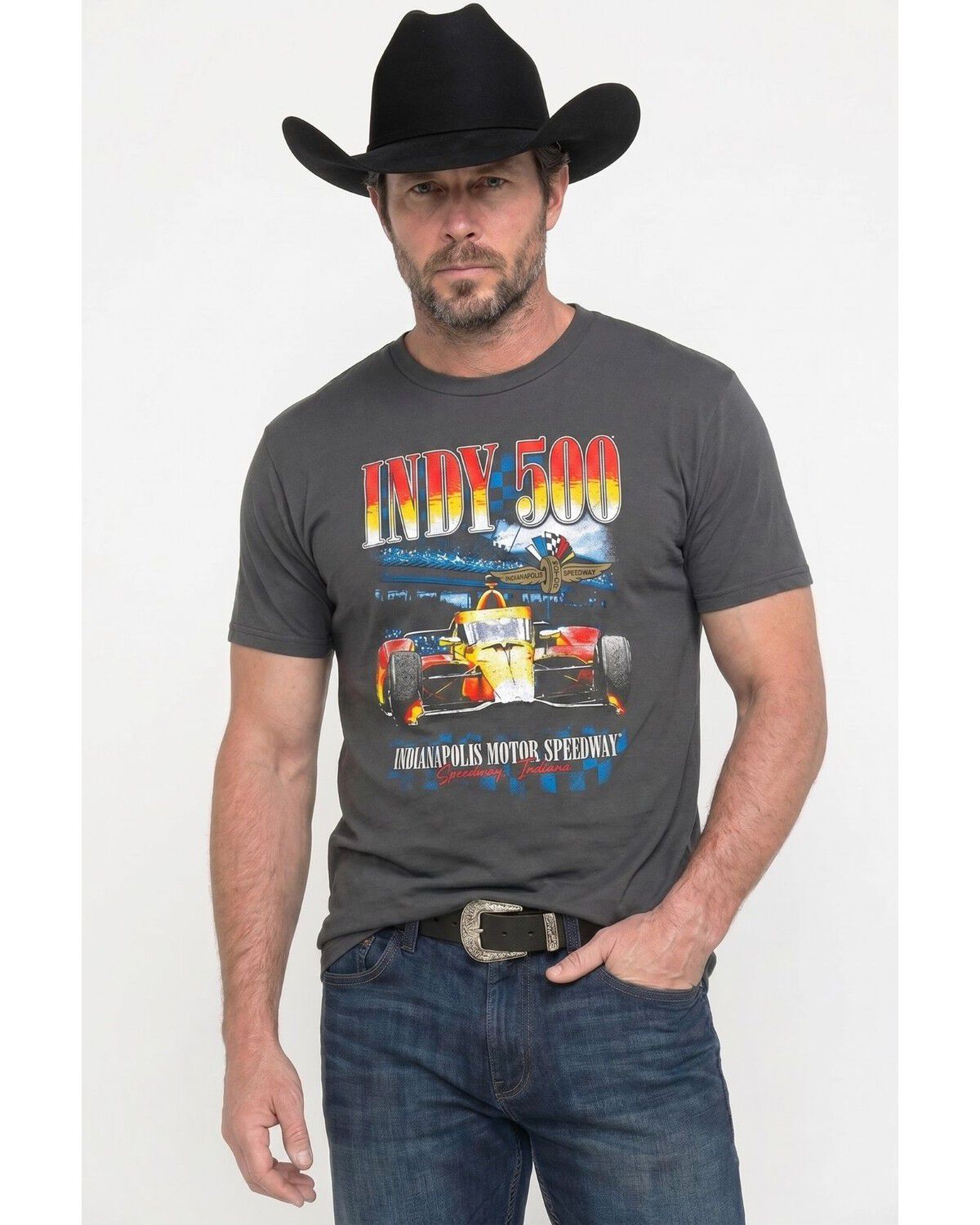 Americana Men's Indy 500 Crowd Short Sleeve Graphic T-Shirt, Charcoal, hi-res