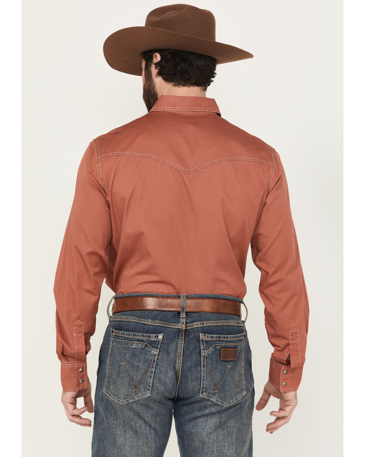 Image #4 - Wrangler Retro Men's Solid Long Sleeve Snap Western Shirt - Tall, Rust Copper, hi-res