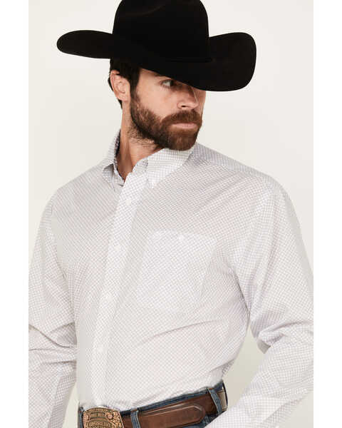 Image #2 - George Strait by Wrangler Men's Geo Print Long Sleeve Button-Down Western Shirt, White, hi-res