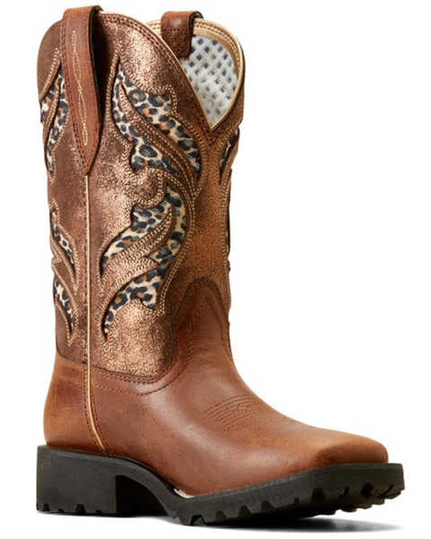 Ariat Women's Unbrindled Rancher VentTEK Performance Western Boots - Broad Square Toe , Brown, hi-res