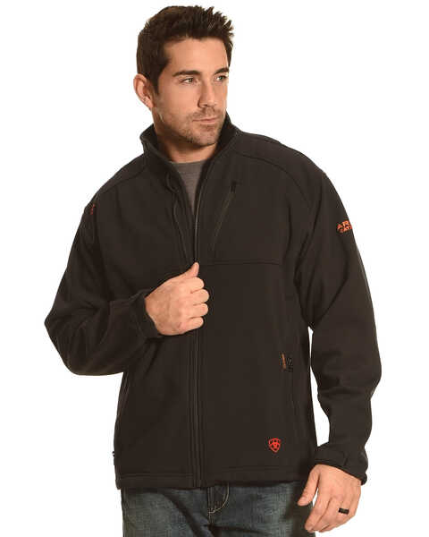 Image #1 - Ariat Men's FR Work Jacket, Black, hi-res