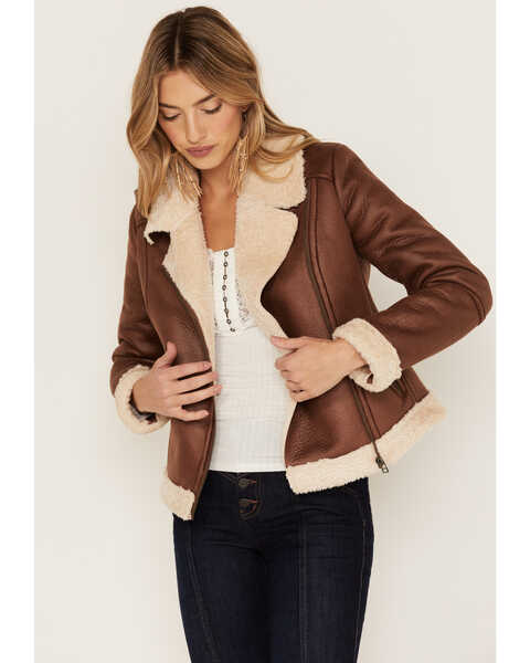 Image #2 - Idyllwind Women's Faux Leather & Shearling Jacket, Brown, hi-res