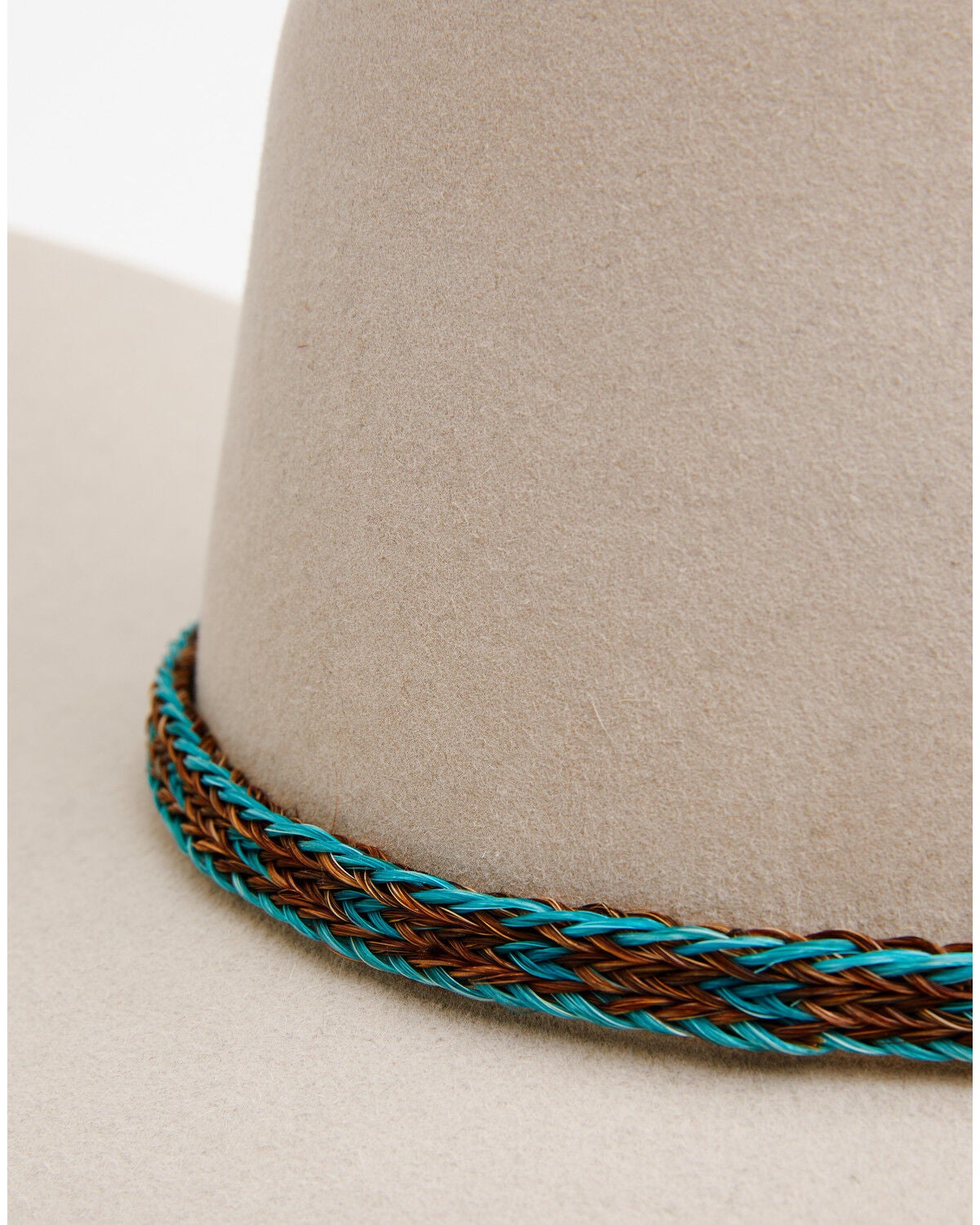 Image #2 - Cody James Men's Braided Horsehair & Tassel Hat Band, Chocolate/turquoise, hi-res