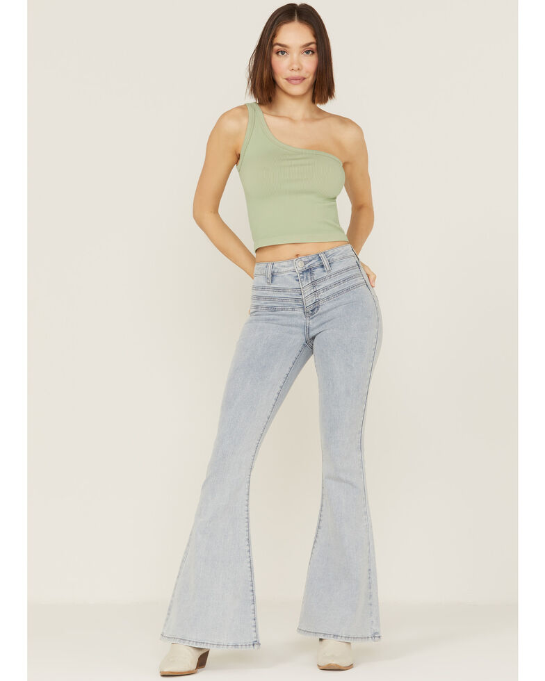 Shyanne Women's Light Wash High Rise Front Yoke Flare Jeans, Light Wash, hi-res
