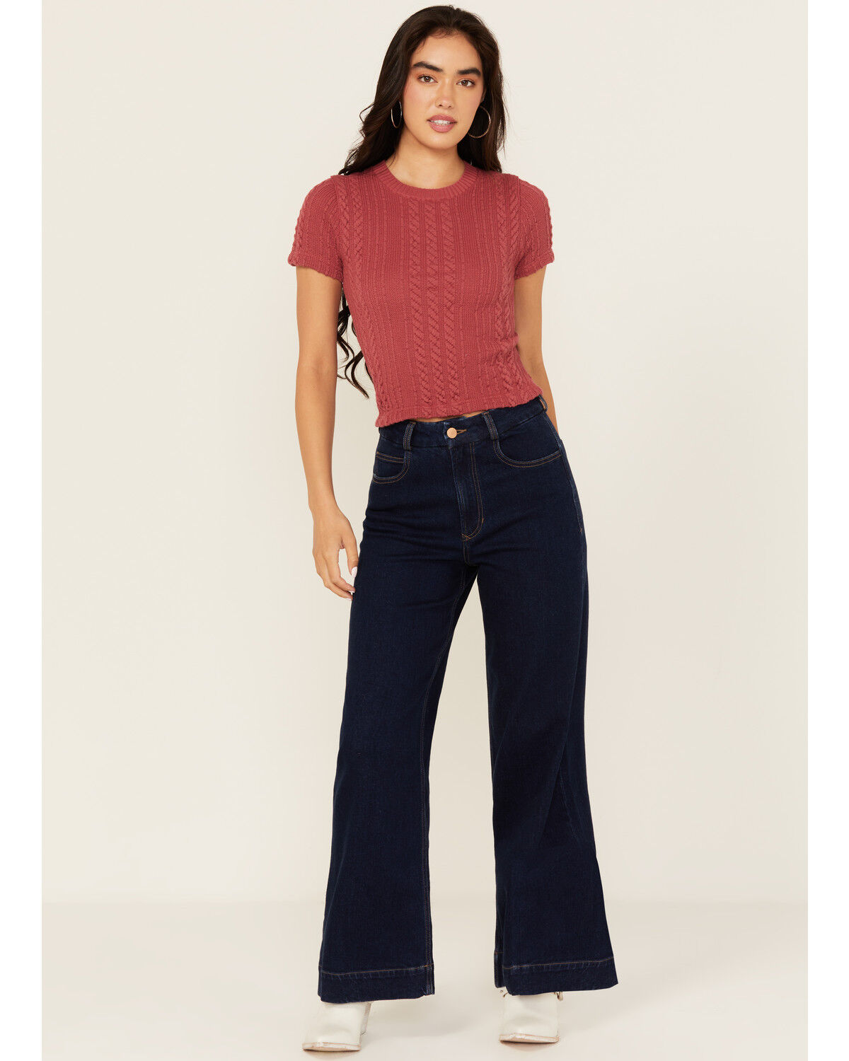 Image #1 - Dear John Women's Audrey Dark Wash Wide Stretch Denim Jeans, Dark Wash, hi-res