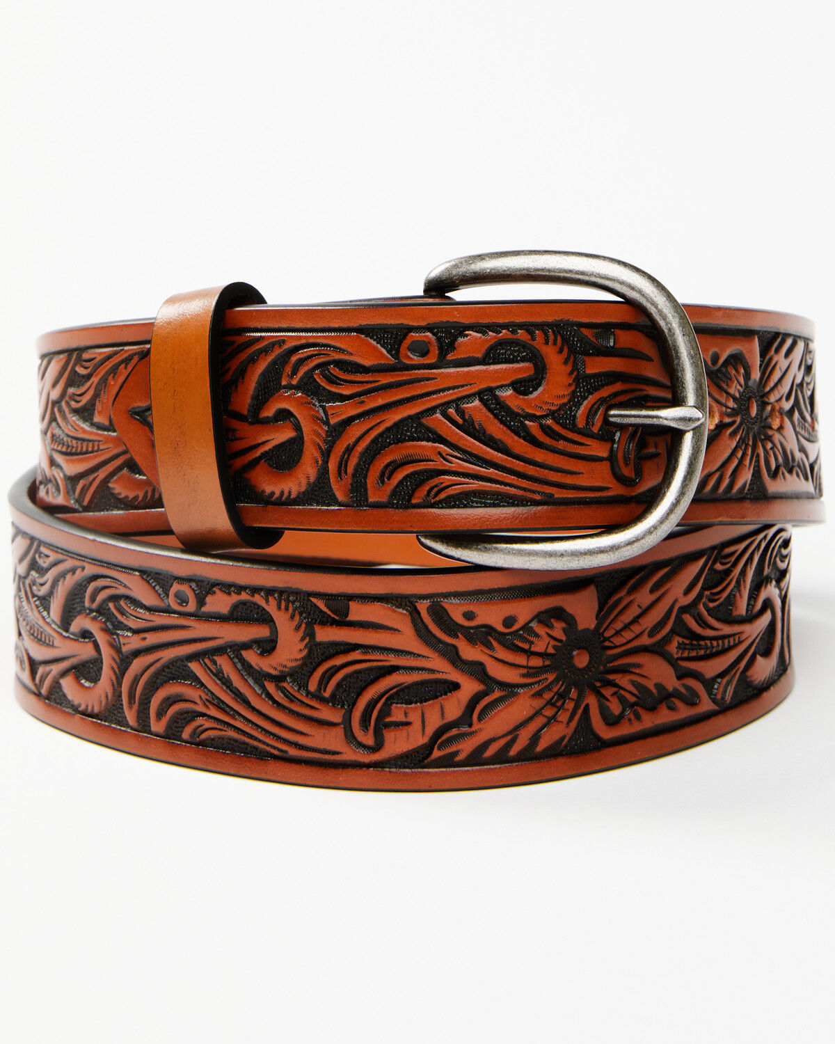 Image #1 - Cody James Men's Tan Floral Tooled Belt, Tan, hi-res