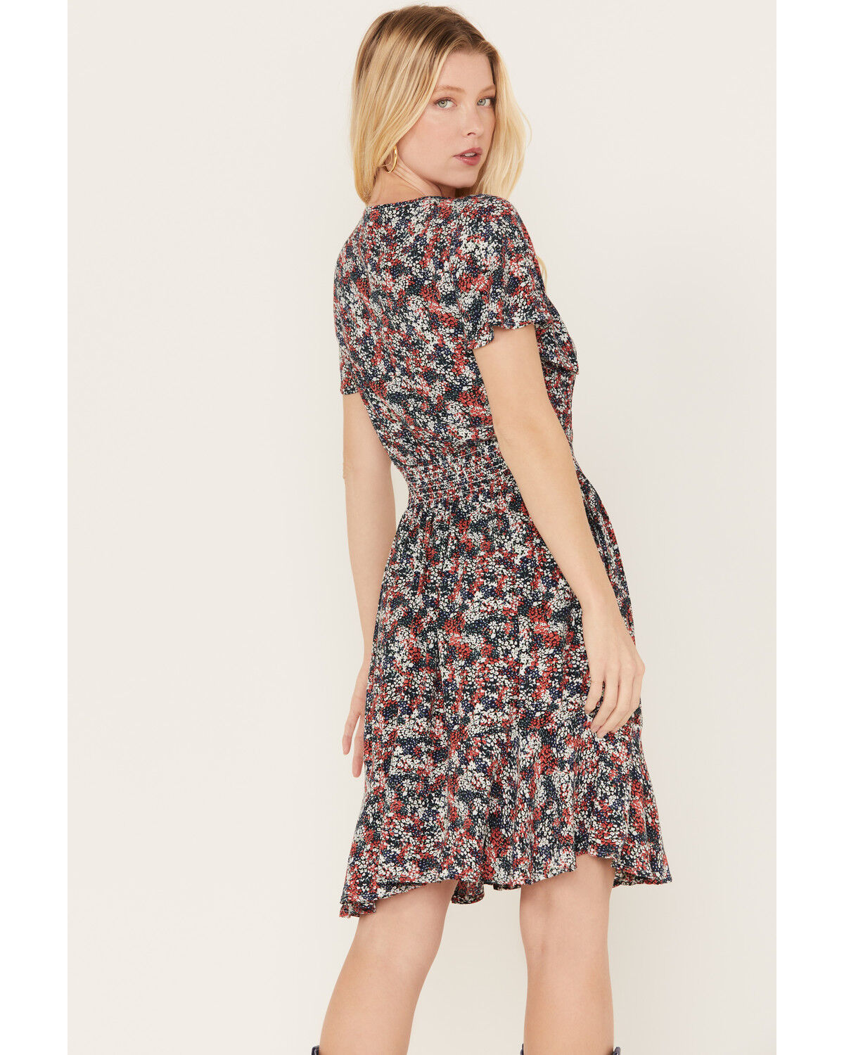 Image #4 - Wrangler Women's Ditsy Snap Front Mini Dress, Red/white/blue, hi-res