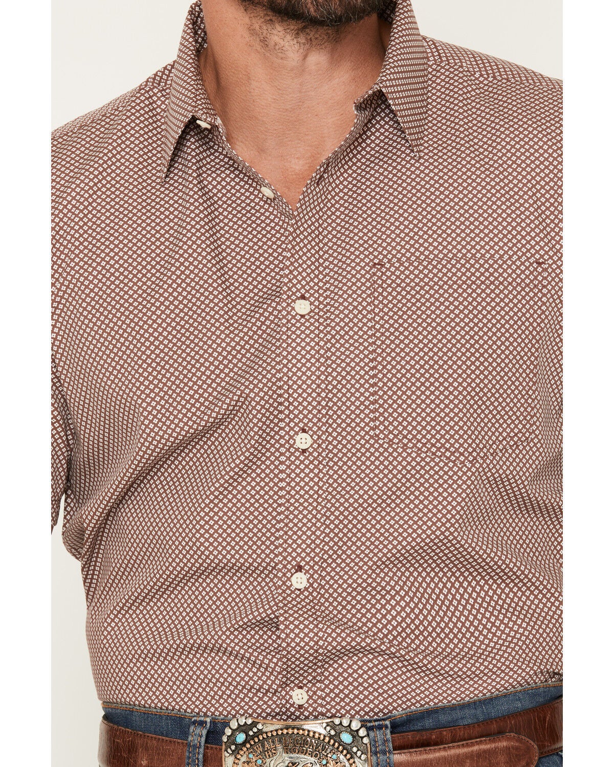 Image #3 - Gibson Trading Co Men's Kick Dust Geo Print Short Sleeve Button-Down Western Shirt - Tall, Burgundy, hi-res