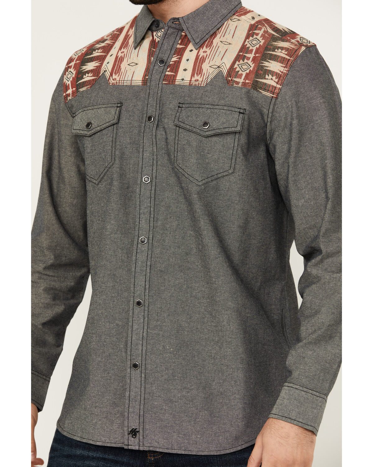 Image #3 - Moonshine Spirit Men's Highway Southwestern Yoke Long Sleeve Snap Western Shirt, Navy, hi-res