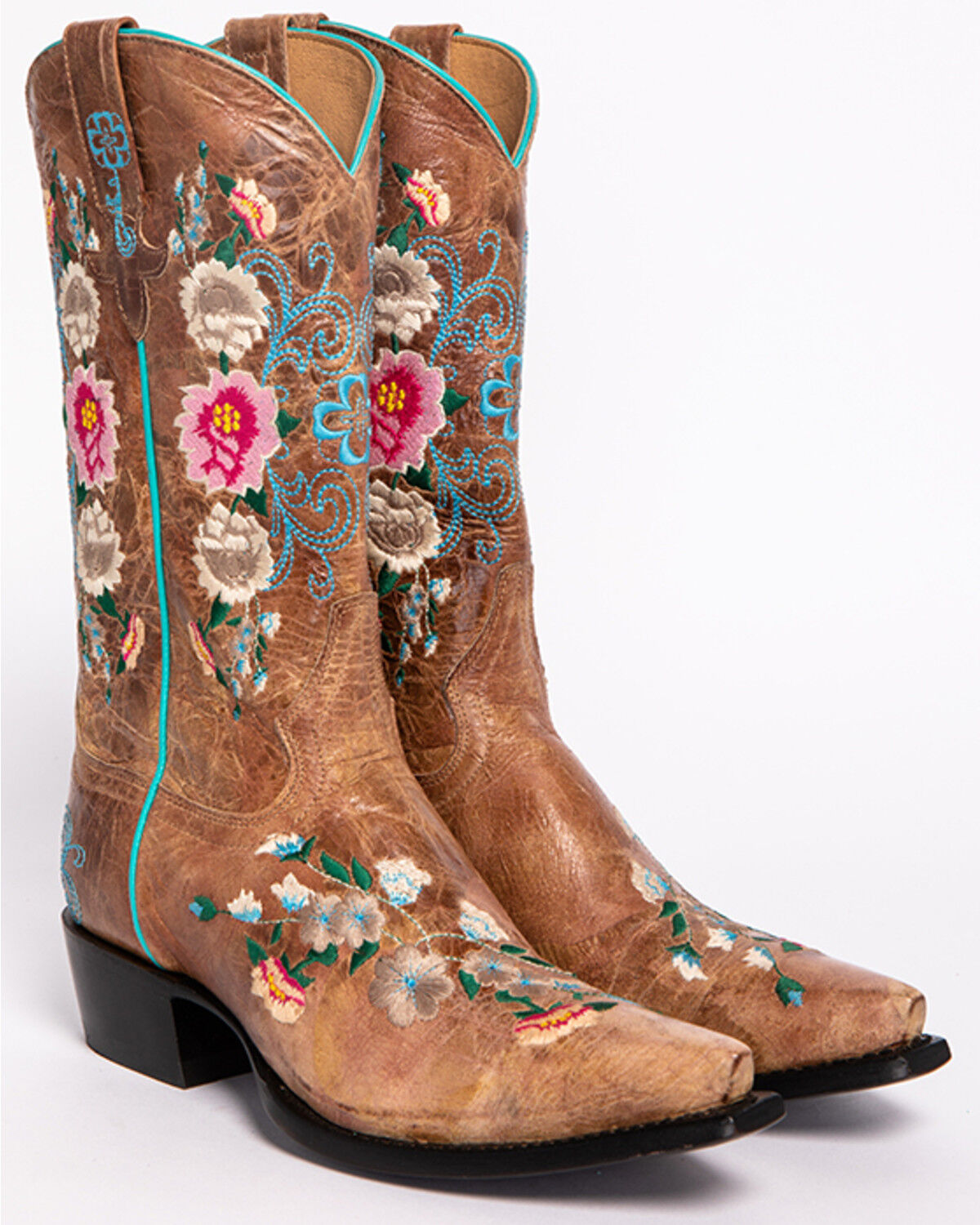 Image #1 - Macie Bean Women's Rose Garden Western Boots - Snip Toe, Honey, hi-res