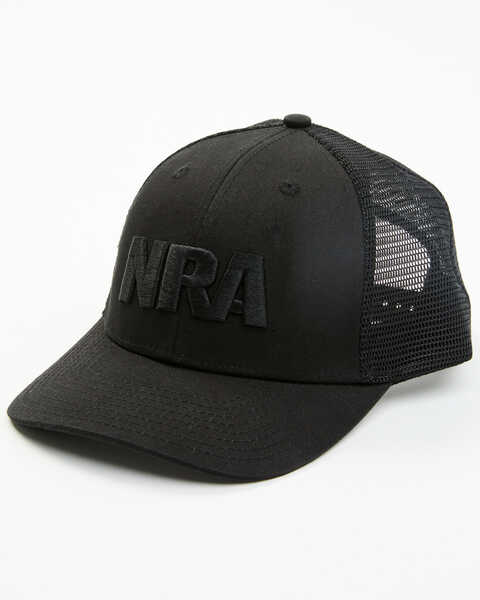 NRA Men's Applique Logo Embroidered Trucker Cap , Black, hi-res