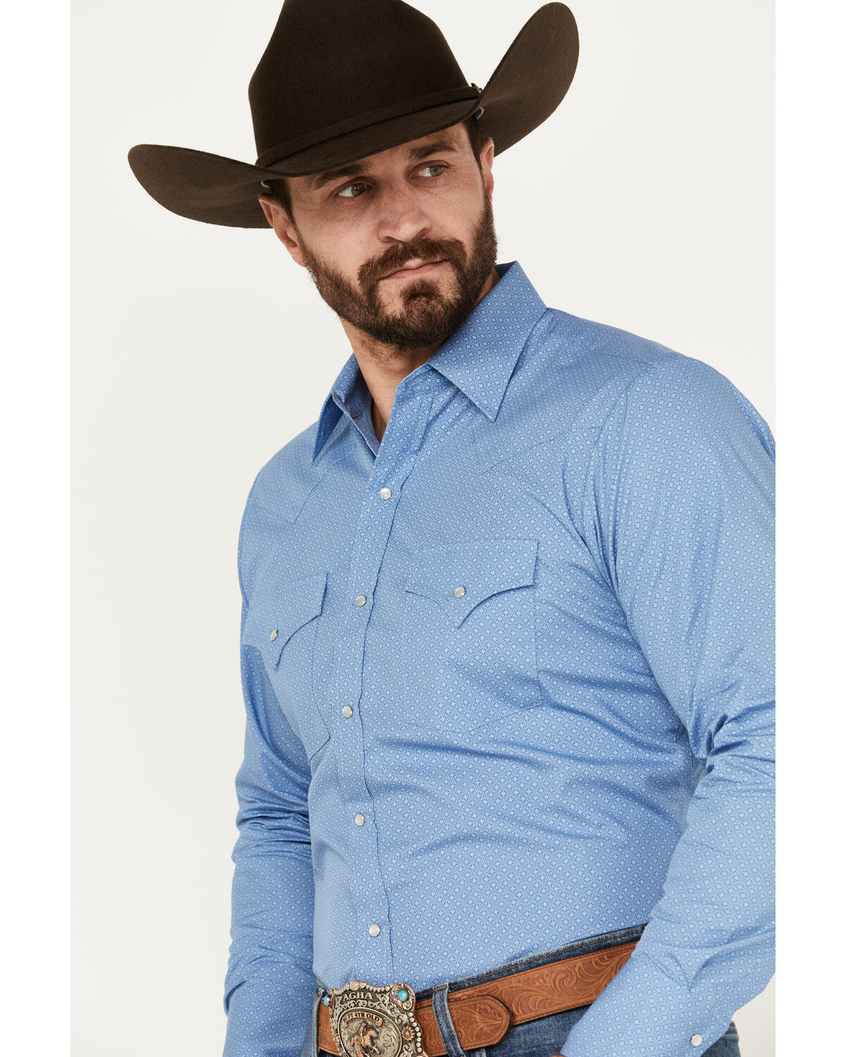 Image #2 - Ely Walker Men's Geo Print Long Sleeve Pearl Snap Western Shirt, , hi-res