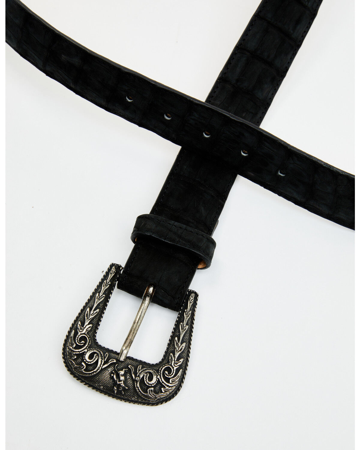Image #2 - Cody James Men's Nubuck Suede Caiman Leather Belt, Black, hi-res
