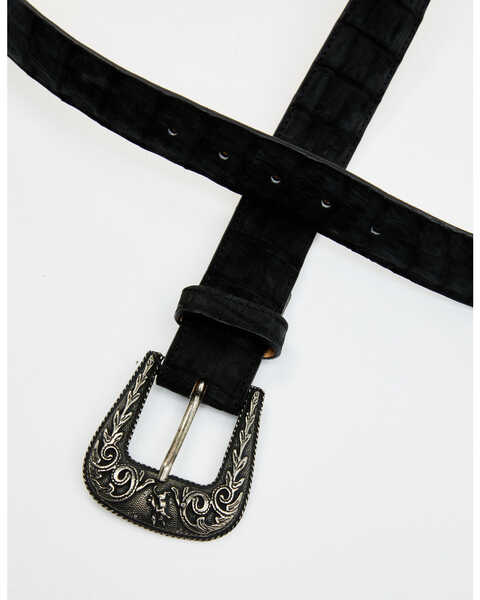 Image #2 - Cody James Men's Nubuck Suede Caiman Leather Belt , Black, hi-res