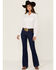 Image #1 - RANK 45® Women's Mid Rise Flare Super Dark Wash Mid Rise Signature Back Pocket , Super Dark Wash, hi-res