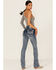 Grace in LA Women's Sequin Flap Pocket Light Wash Bootcut Jeans, Blue, hi-res