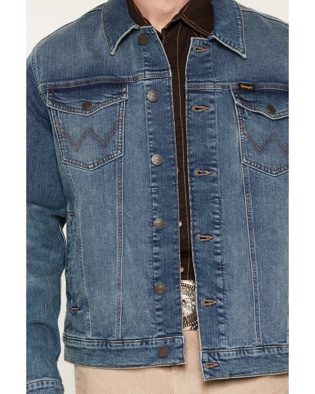 Image #3 - Wrangler Retro Men's Unlined Denim Trucker Jacket, Medium Wash, hi-res
