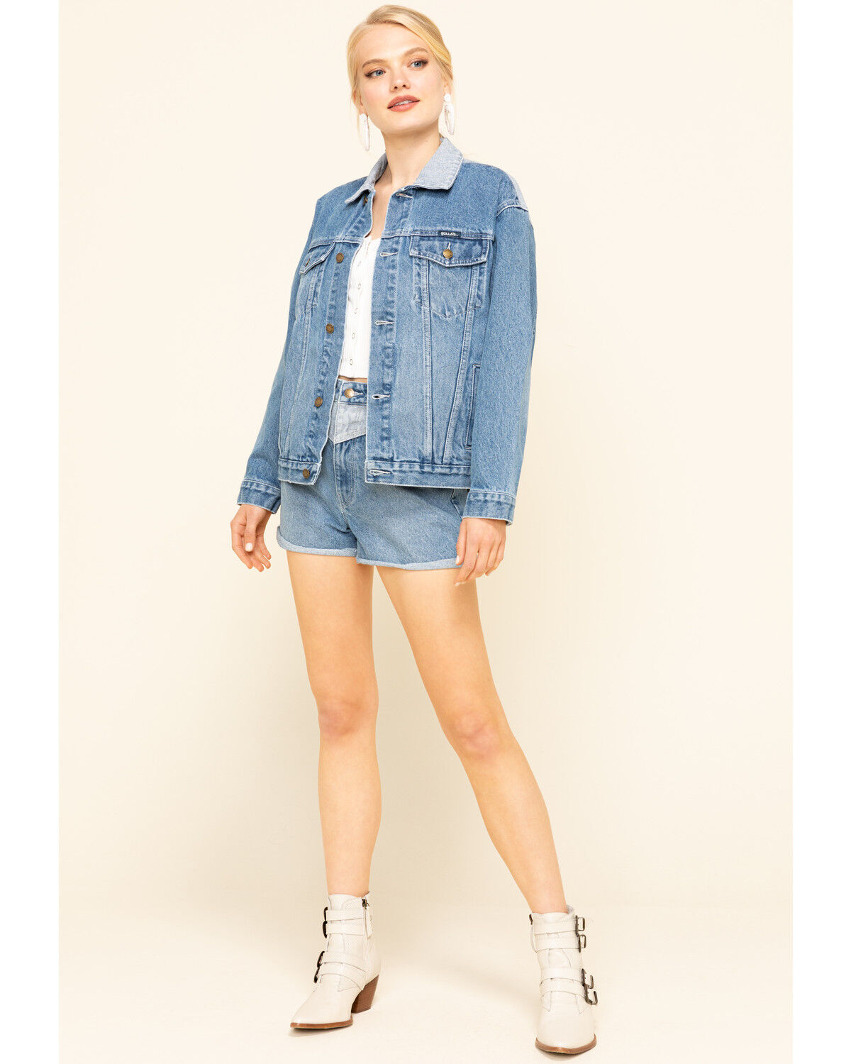 Image #6 - Rolla's Women's Medium Contrast Back Yoke Denim Jacket, Blue, hi-res