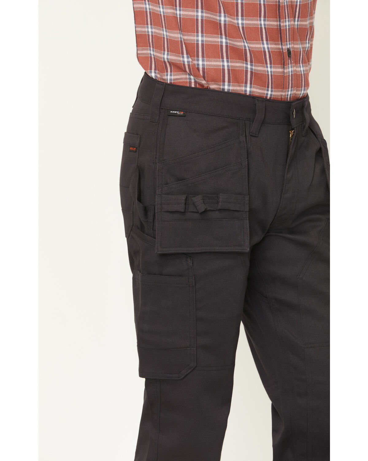 Image #2 - Hawx Men's FR Nail Biter Straight Solid Canvas Utility Pants, Black, hi-res