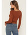 Image #4 - Wild Moss Women's Lace Long Sleeve Top, Brown, hi-res