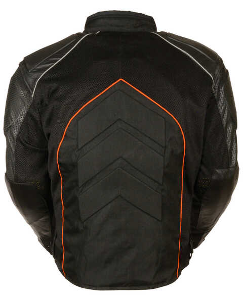 Image #3 - Milwaukee Leather Men's Combo Leather Textile Mesh Racer Jacket - 5X, Black/orange, hi-res
