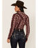 Wrangler Women's Serape Stripe Print Long Sleeve Western Pearl Snap Shirt, Wine, hi-res