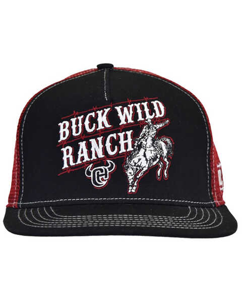 Image #1 - Cowboy Hardware Men's Buck Wild Flat Baseball Cap , Red, hi-res